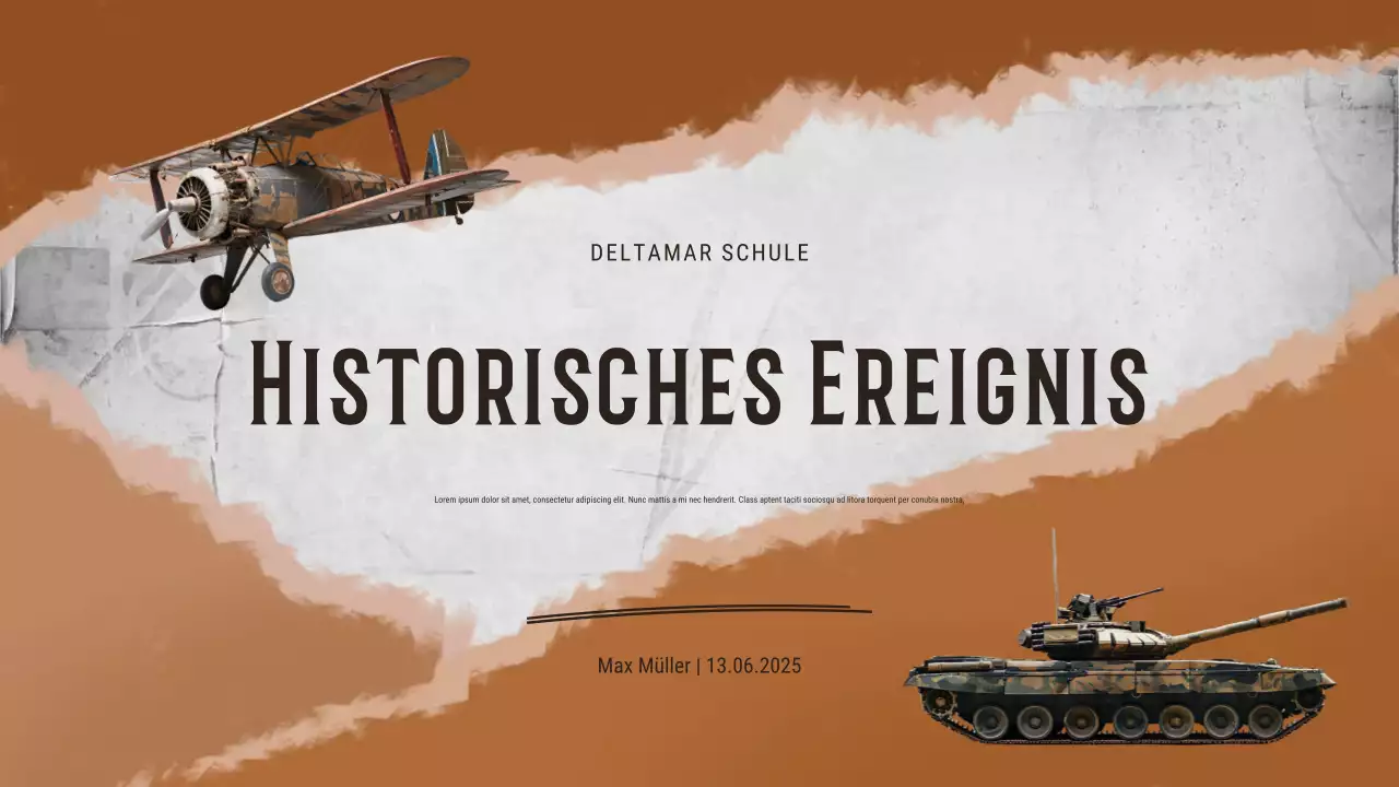 Beige Vintage-Einladung zu einem historischen Ereignis Präsentation