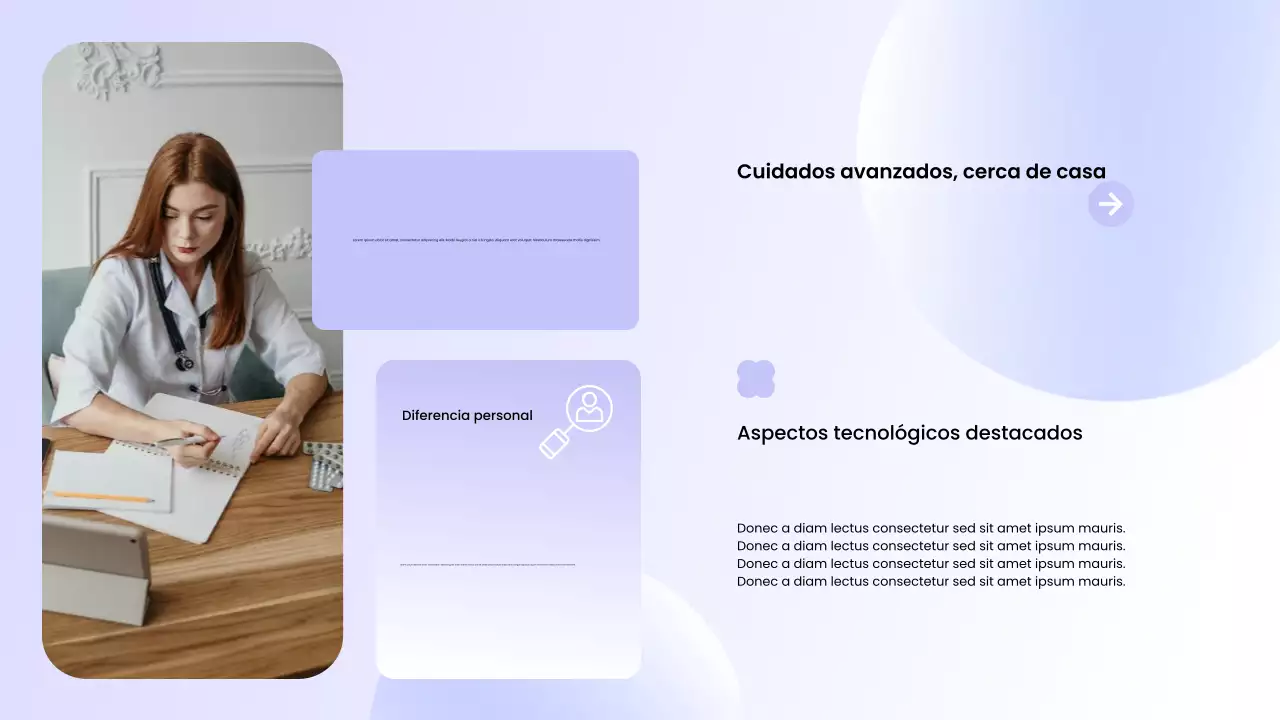 Promoción de atención médica moderna de color púrpura