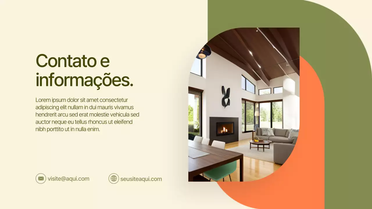 Apresentação imobiliária moderna verde e laranja