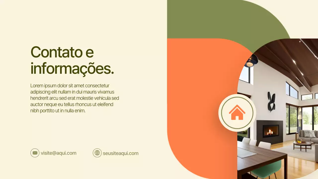 Apresentação imobiliária moderna verde e laranja