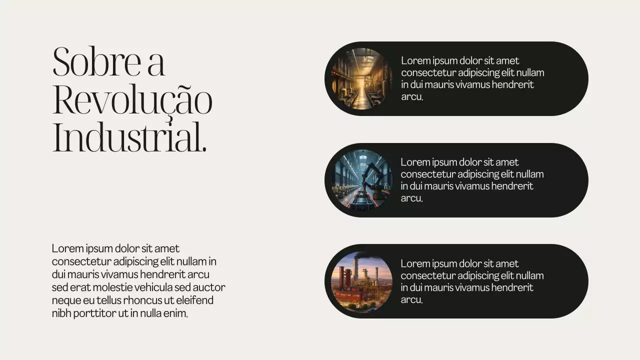 Apresentação da aula introdutória à história moderna em preto e bege suave