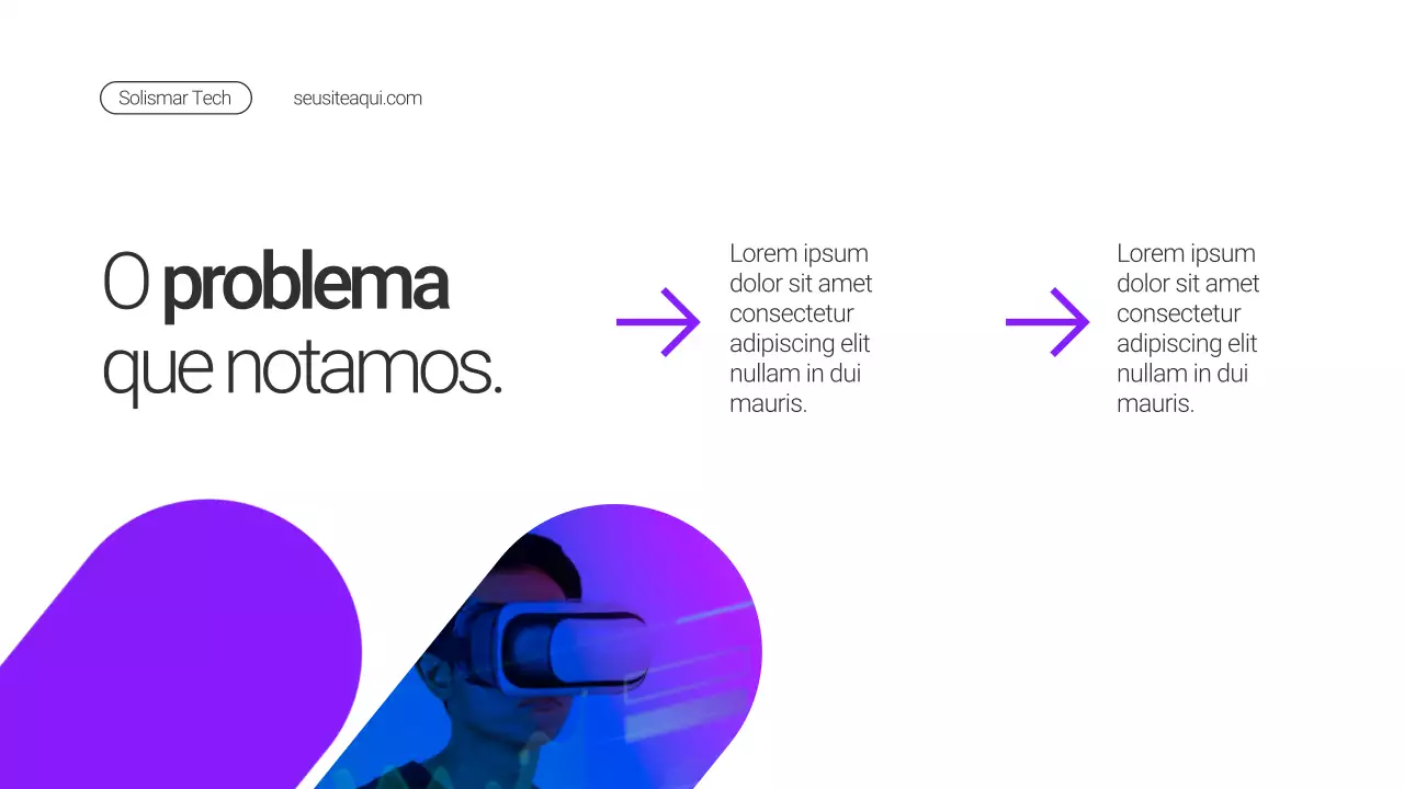 Apresentação de lançamento de produto minimalista em roxo e preto