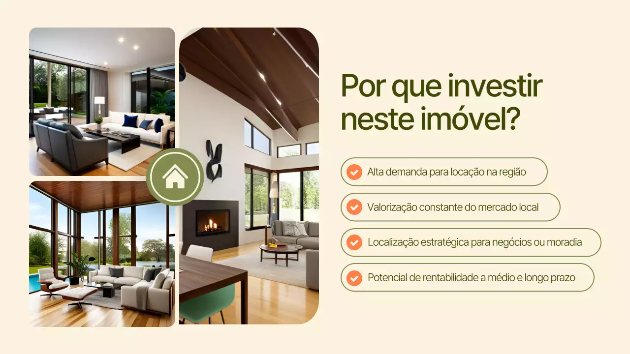 Apresentação imobiliária moderna verde e laranja