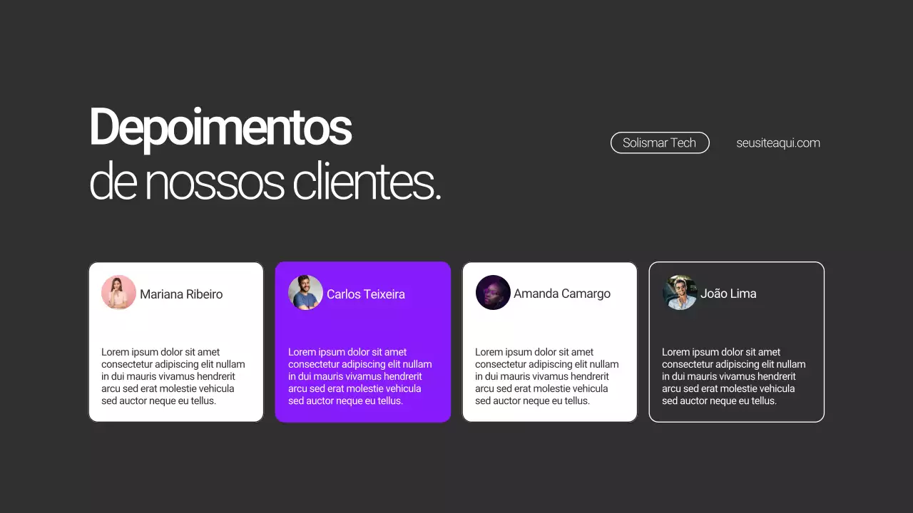 Apresentação de lançamento de produto minimalista em roxo e preto