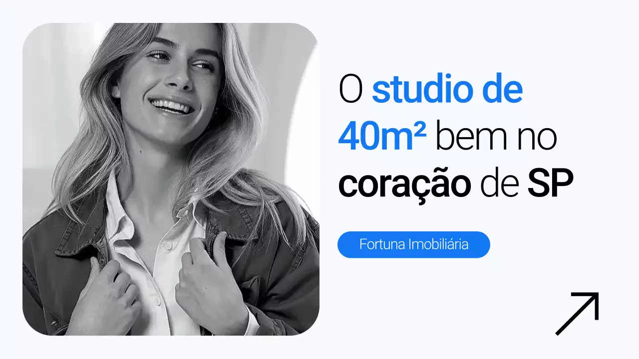 Apresentação de imóvel minimalista em azul e branco para venda