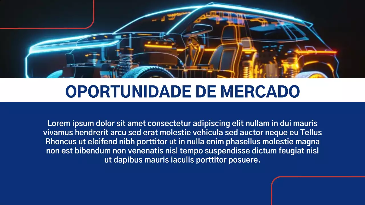 Apresentação de promoção do carro moderno azul