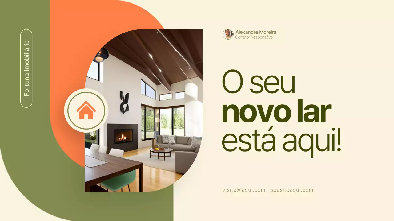 Apresentação imobiliária moderna verde e laranja