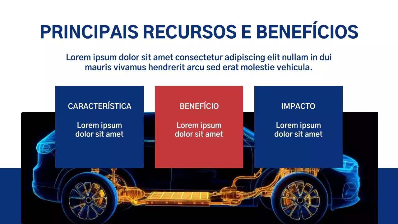 Apresentação de promoção do carro moderno azul