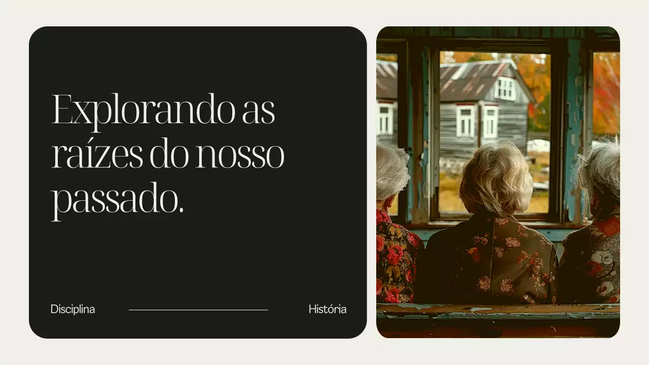 Apresentação da aula introdutória à história moderna em preto e bege suave