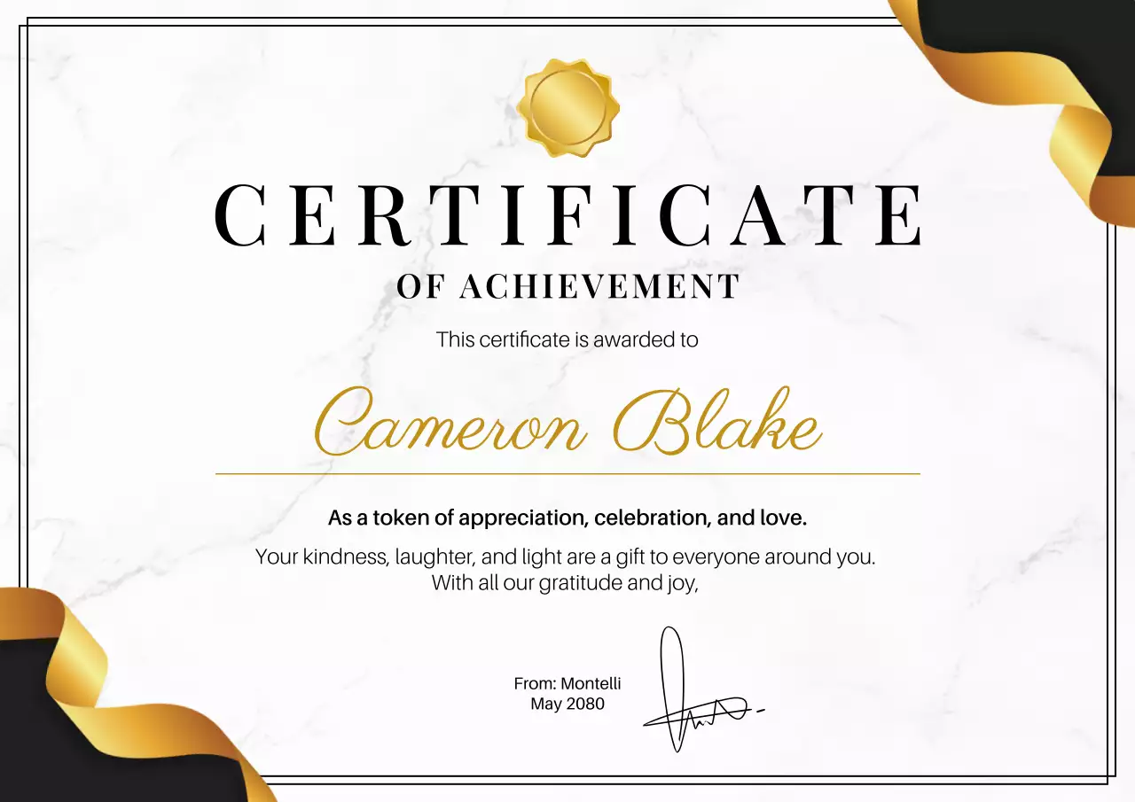 Gold Elegant Achievement Certificate Web Poster