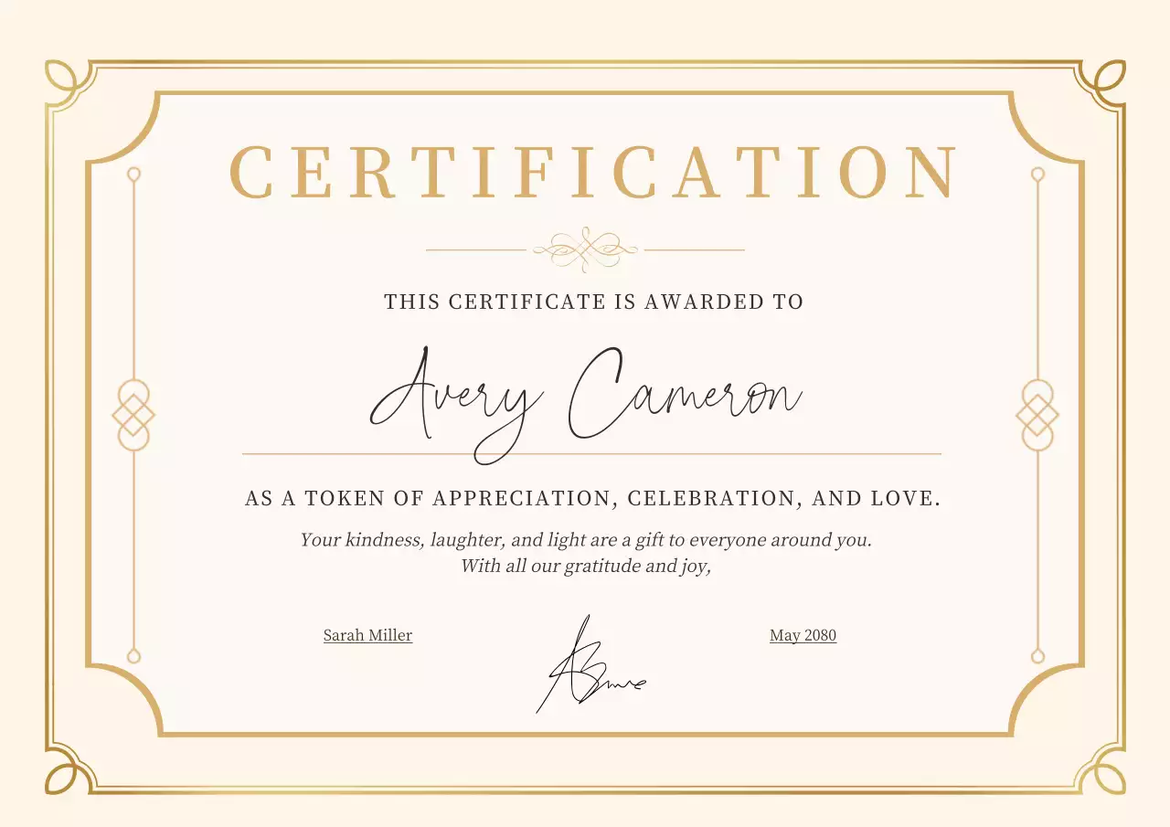 Beige Elegant Appreciation Certificate