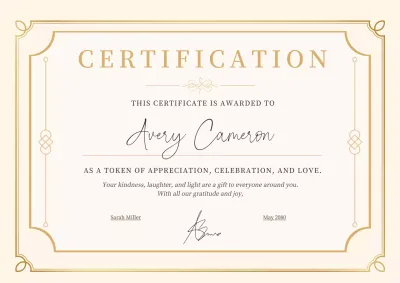 Beige Elegant Appreciation Certificate