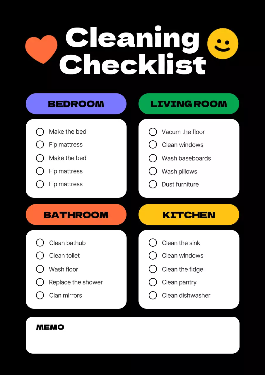 Black Modern Cleaning Planner Poster