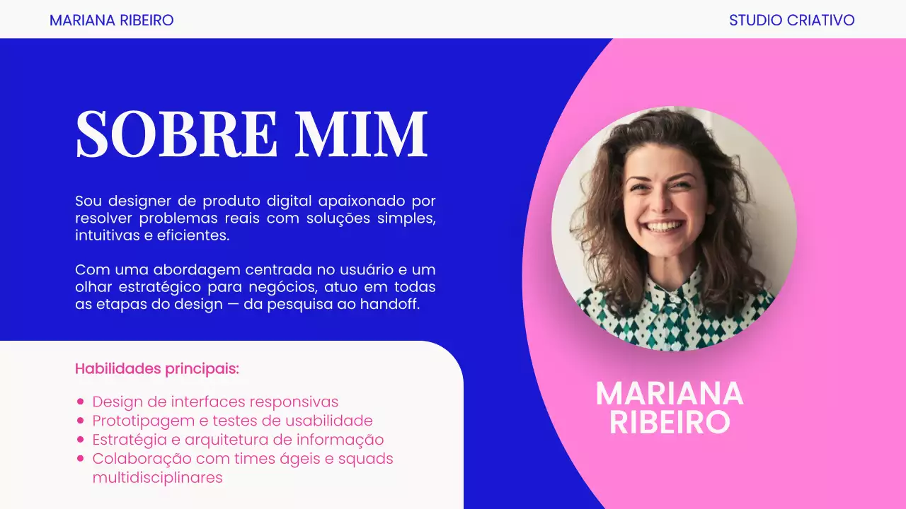 Apresentação do Portfólio Pink Modern UX