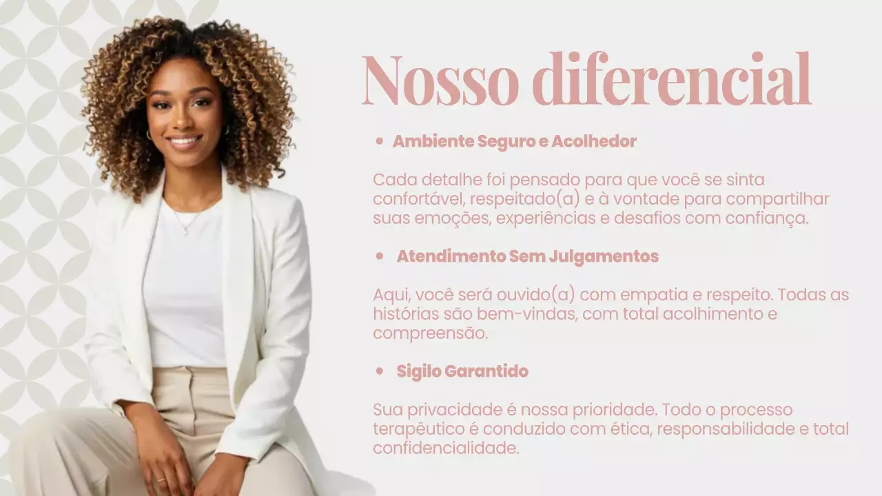 Apresentação de Promoção da Saúde Mental Rosa Elegante