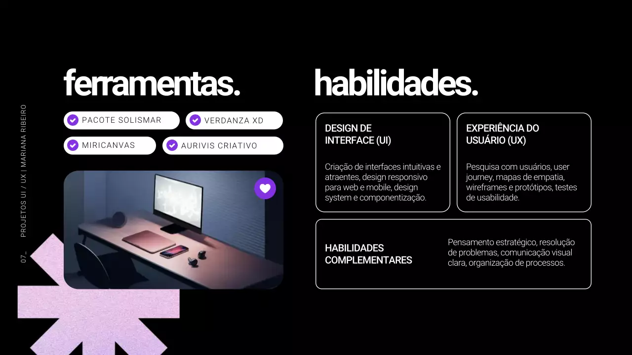 Apresentação do Portfólio do Designer UI UX em Preto e Branco