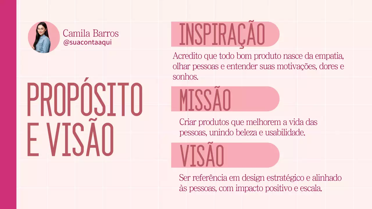 Apresentação do Portfólio de Design Moderno Rosa