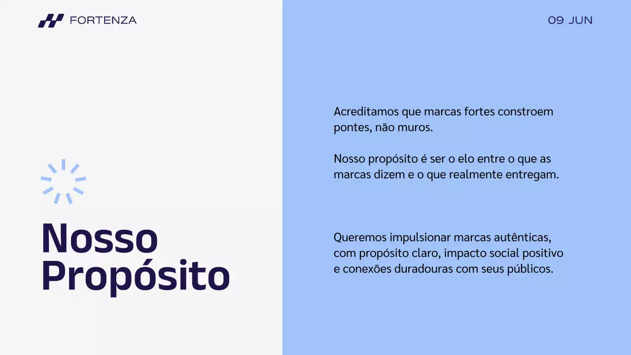 Apresentação da história da marca Blue Modern Business