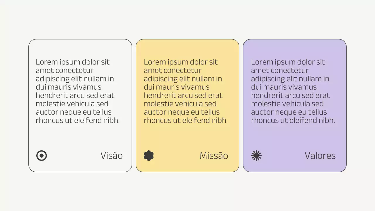 Apresentação da história da marca empresarial minimalista lilás e amarelo