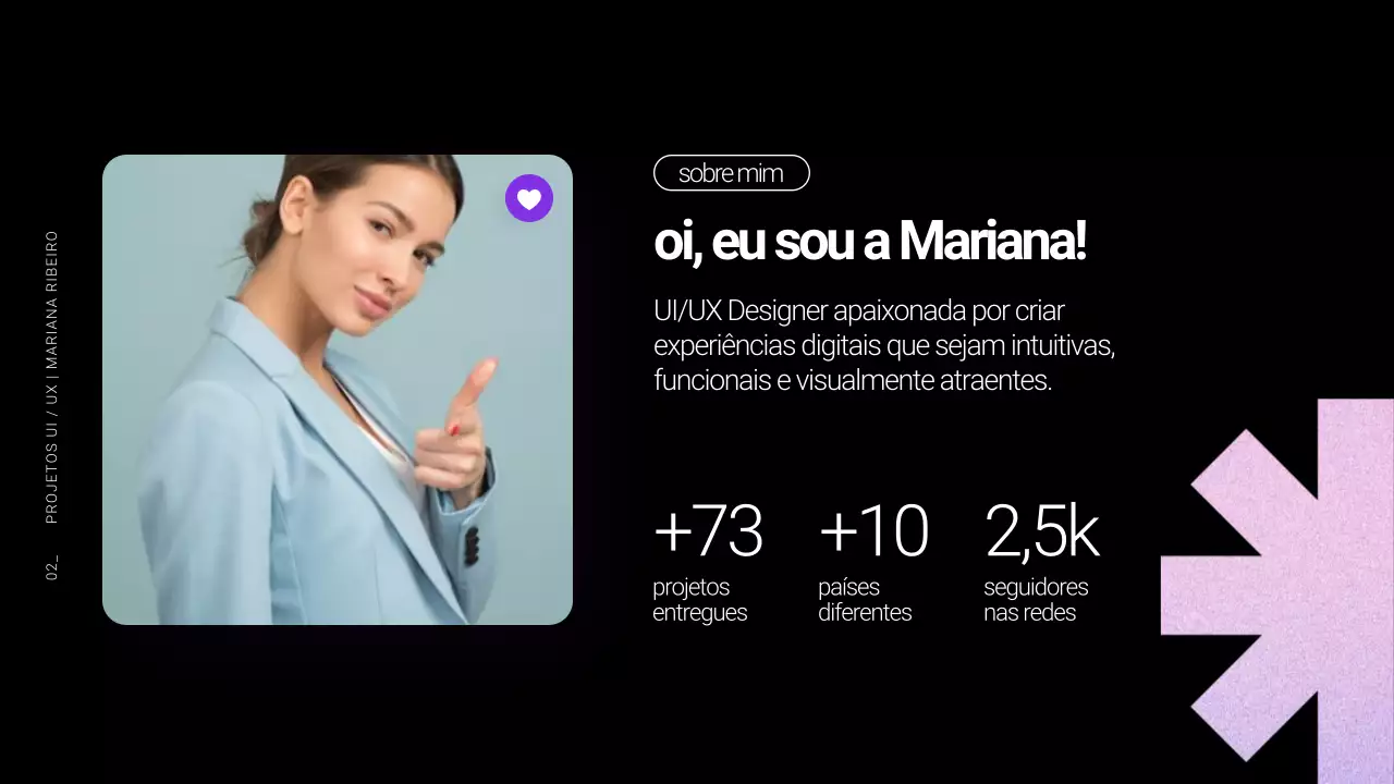 Apresentação do Portfólio do Designer UI UX em Preto e Branco