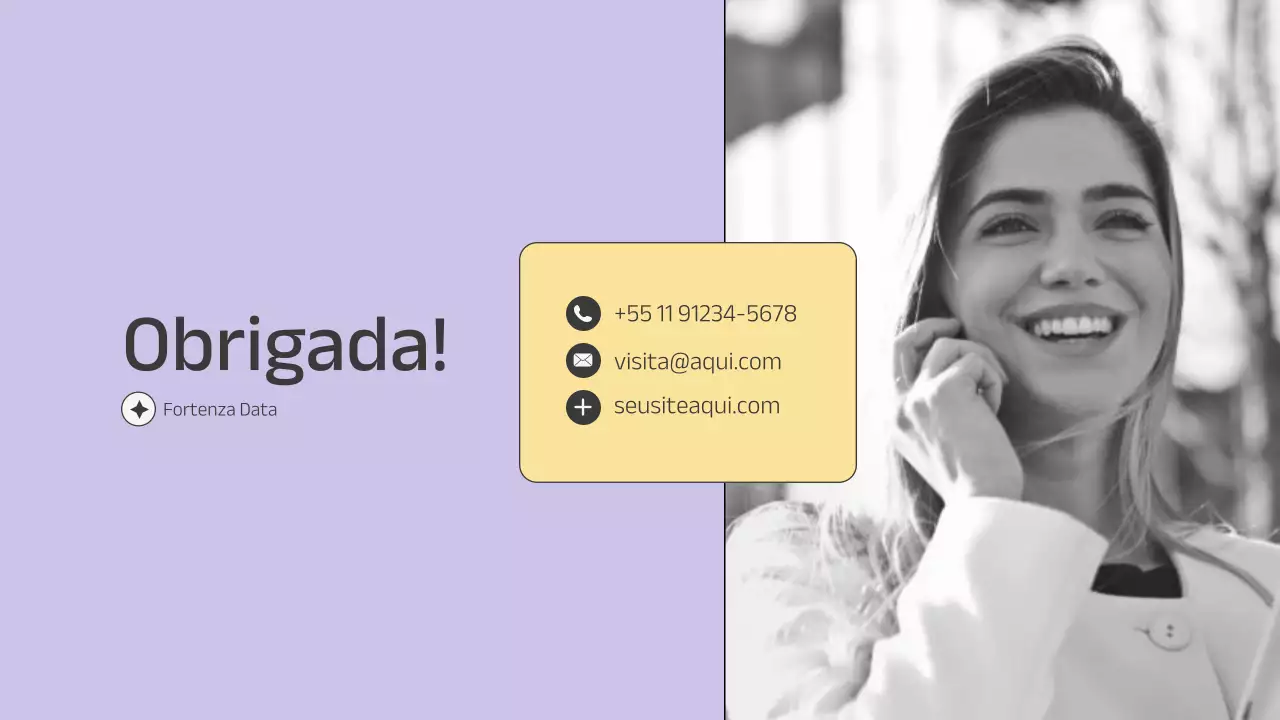 Apresentação da história da marca empresarial minimalista lilás e amarelo