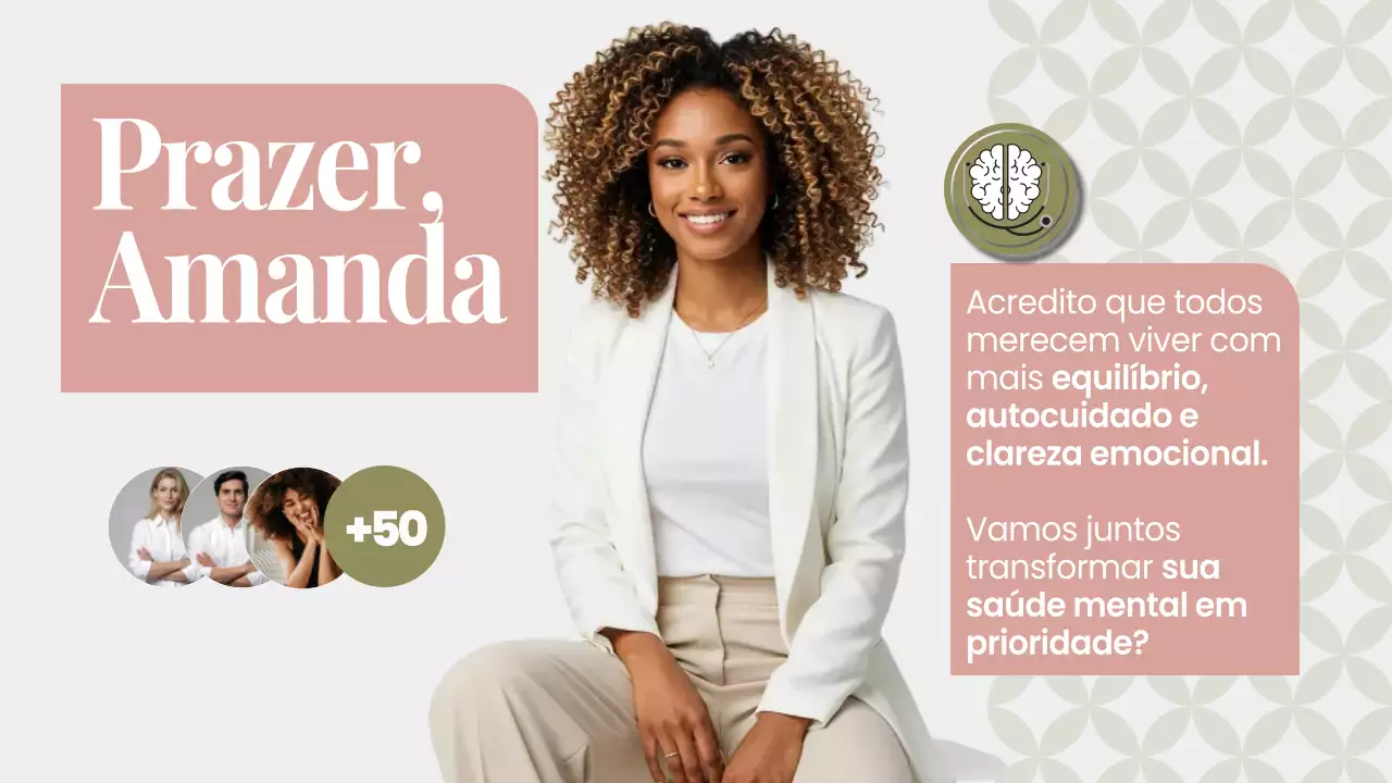 Apresentação de Promoção da Saúde Mental Rosa Elegante