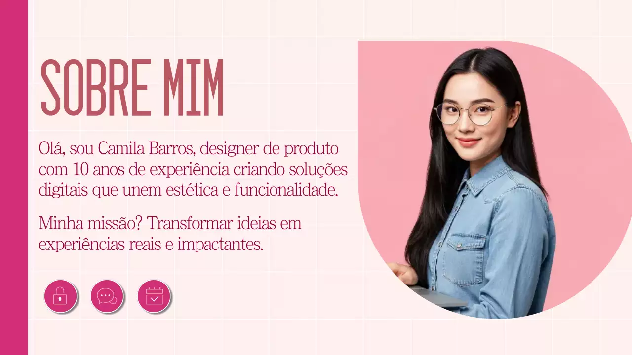 Apresentação do Portfólio de Design Moderno Rosa