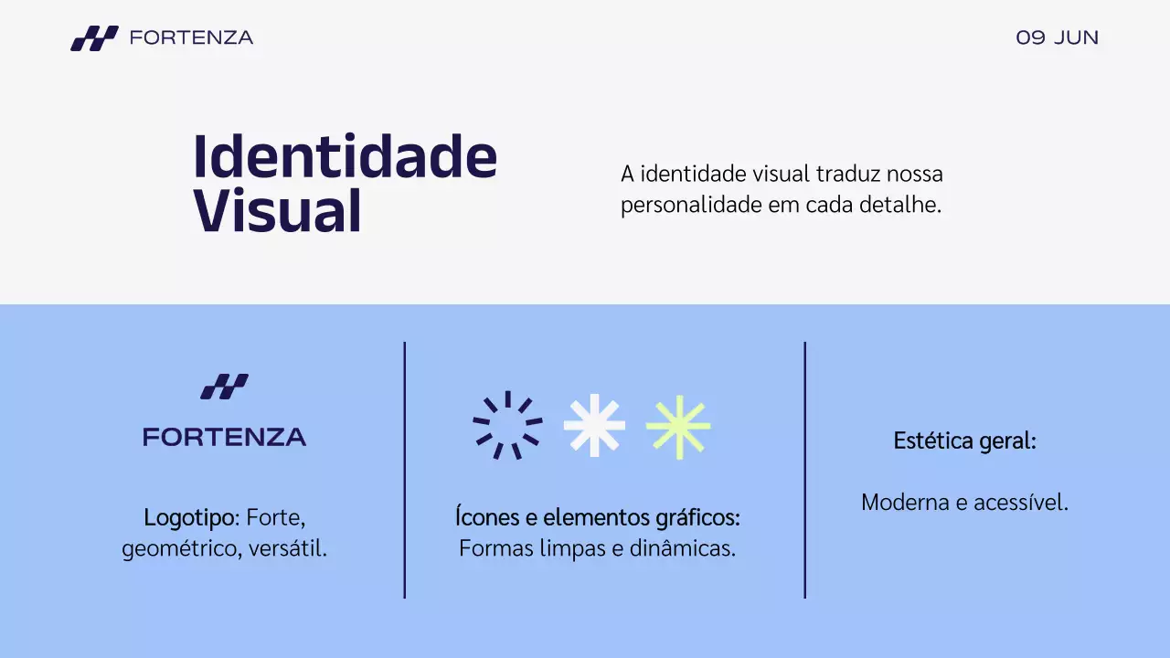 Apresentação da história da marca Blue Modern Business