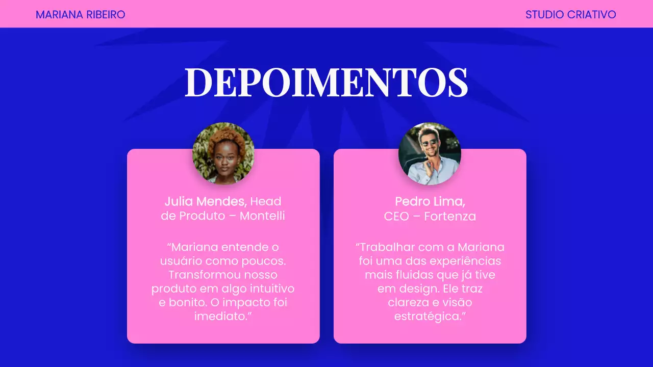 Apresentação do Portfólio Pink Modern UX