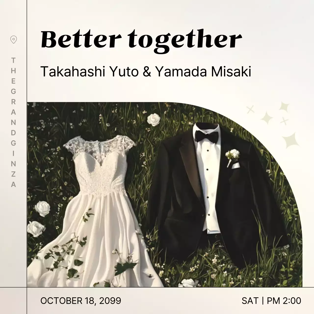 白黒 上品 結婚式 招待状フレームのウェルカムタペストリー