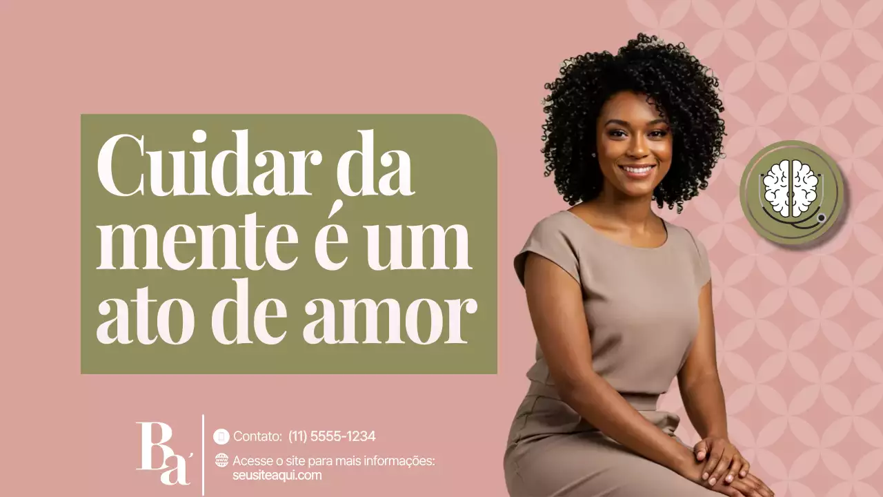 Apresentação de Promoção da Saúde Mental Rosa Elegante