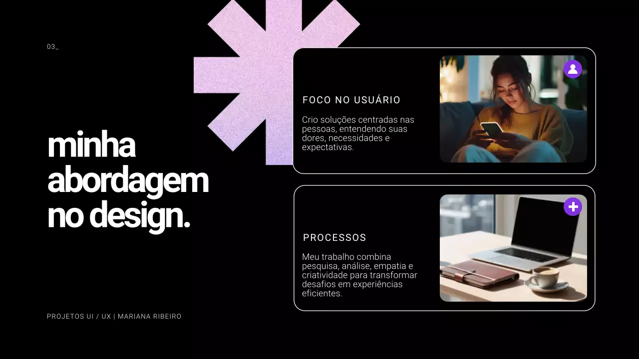 Apresentação do Portfólio do Designer UI UX em Preto e Branco