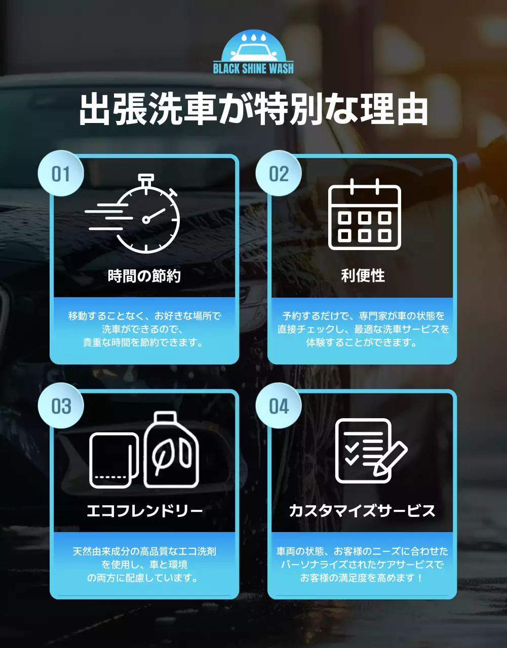 青 モダン 洗車 ポスター