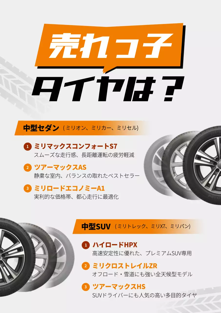 オレンジ モダン タイヤ チラシ