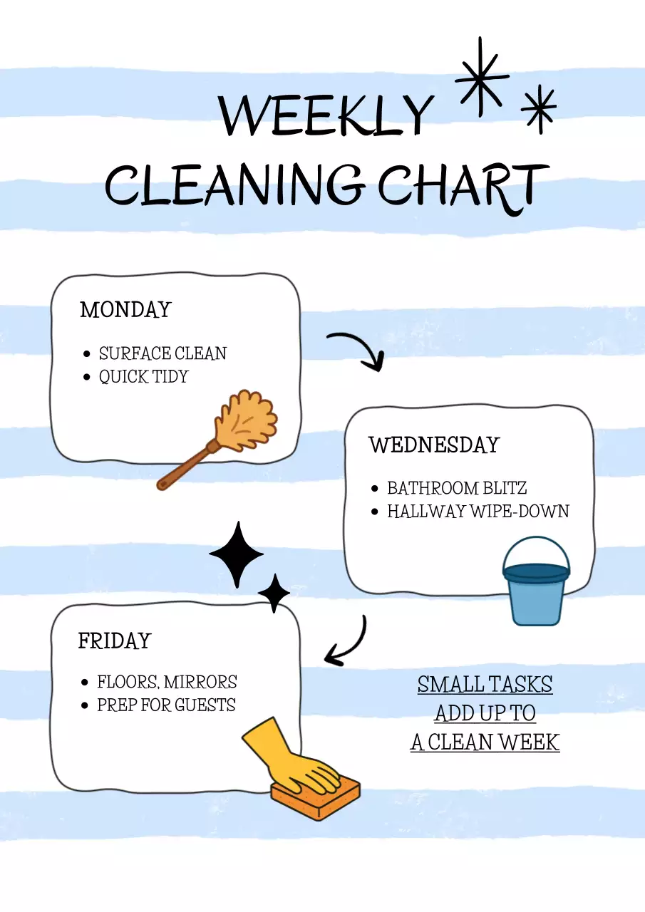 White Cute Cleaning Schedule Poster