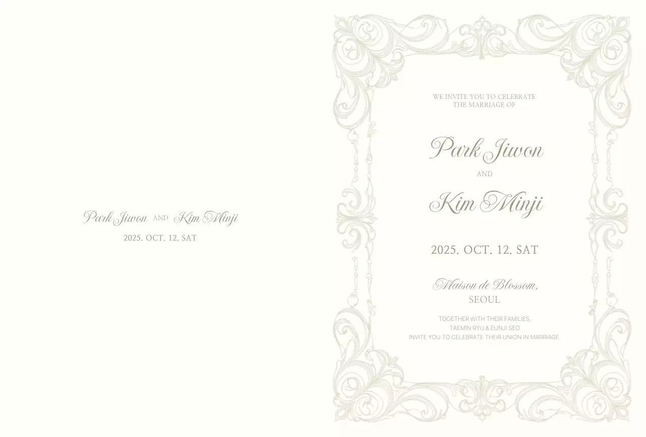 아이보리 클래식 결혼 초대장