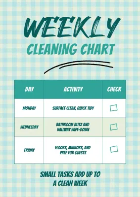 Teal and White Simple Housework To-Do Chart Poster