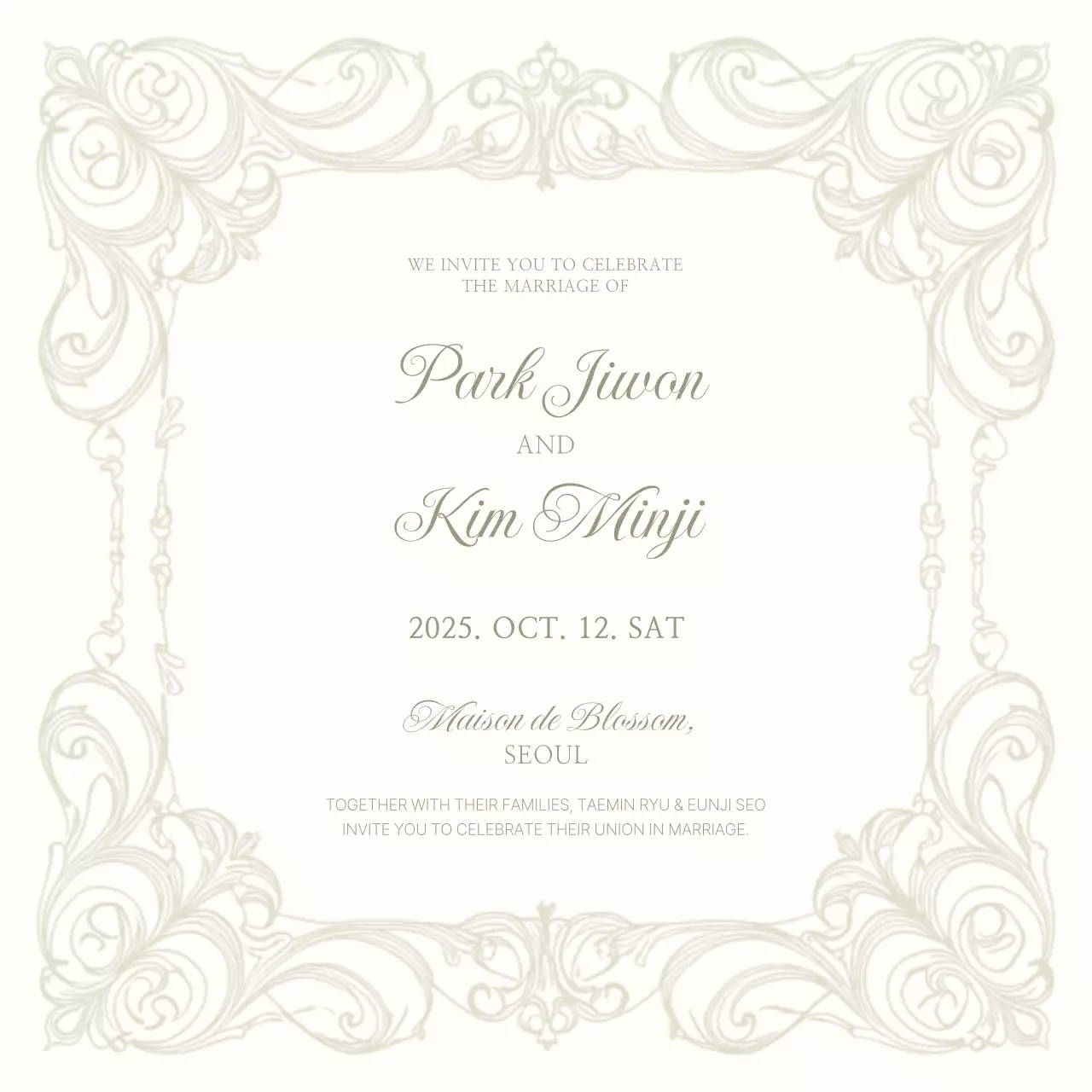 아이보리 클래식 결혼 초대장