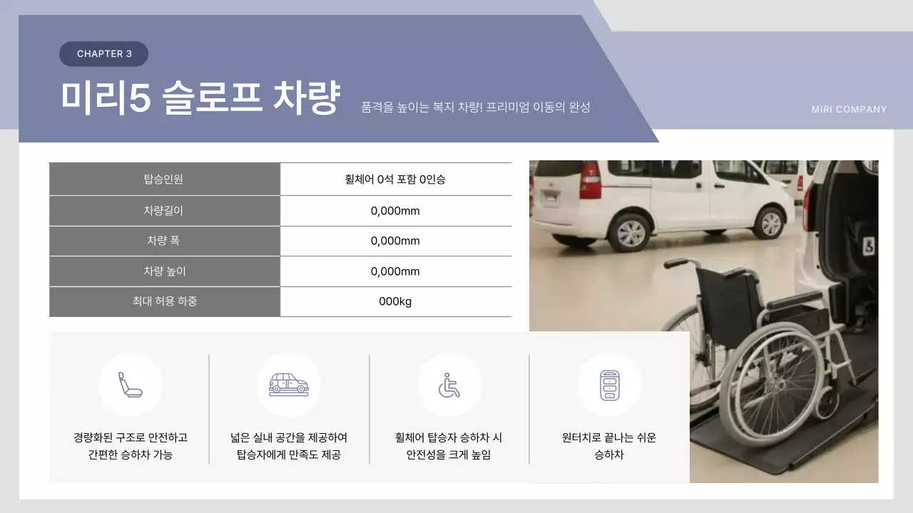 회색 모던 차량 설명