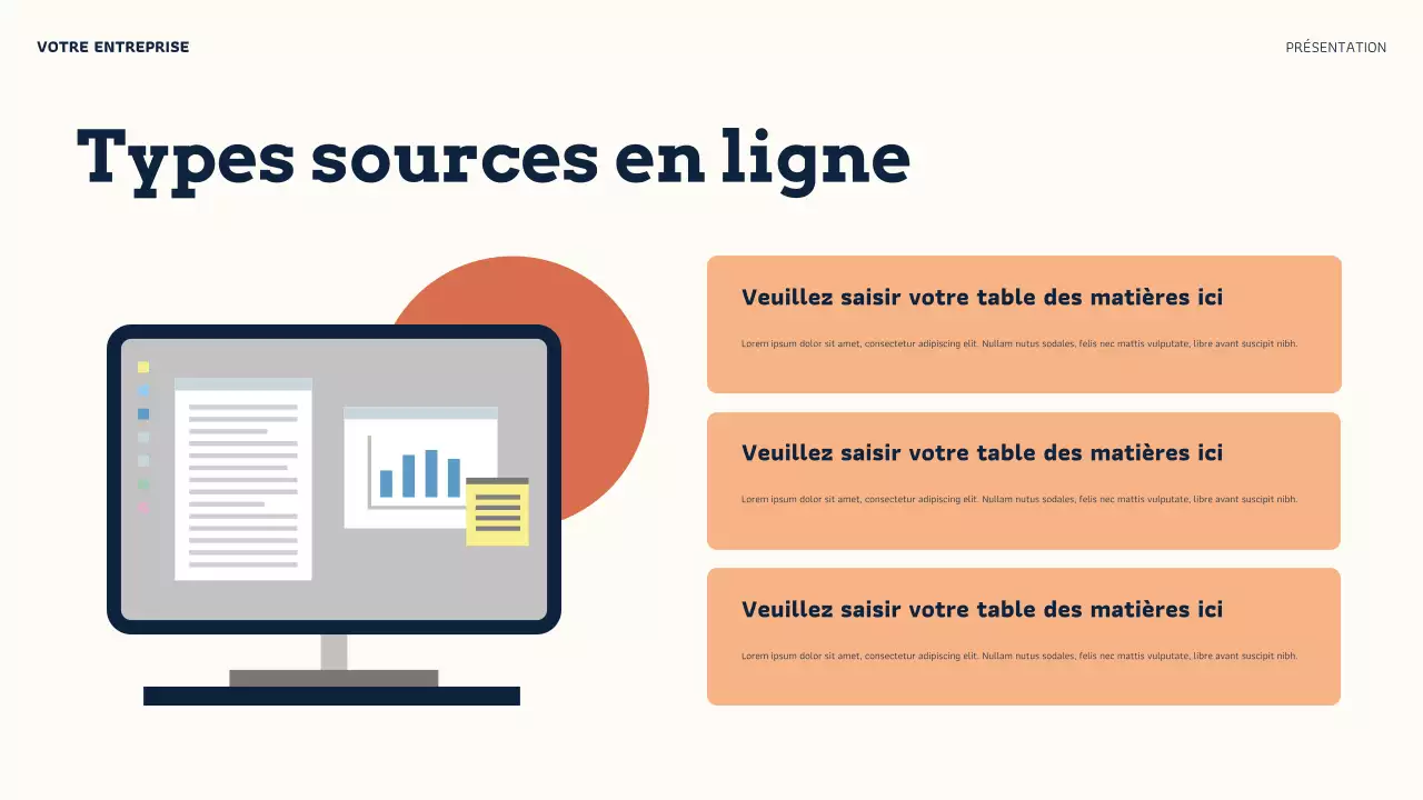Présentation de crédibilité en ligne moderne d'Orange