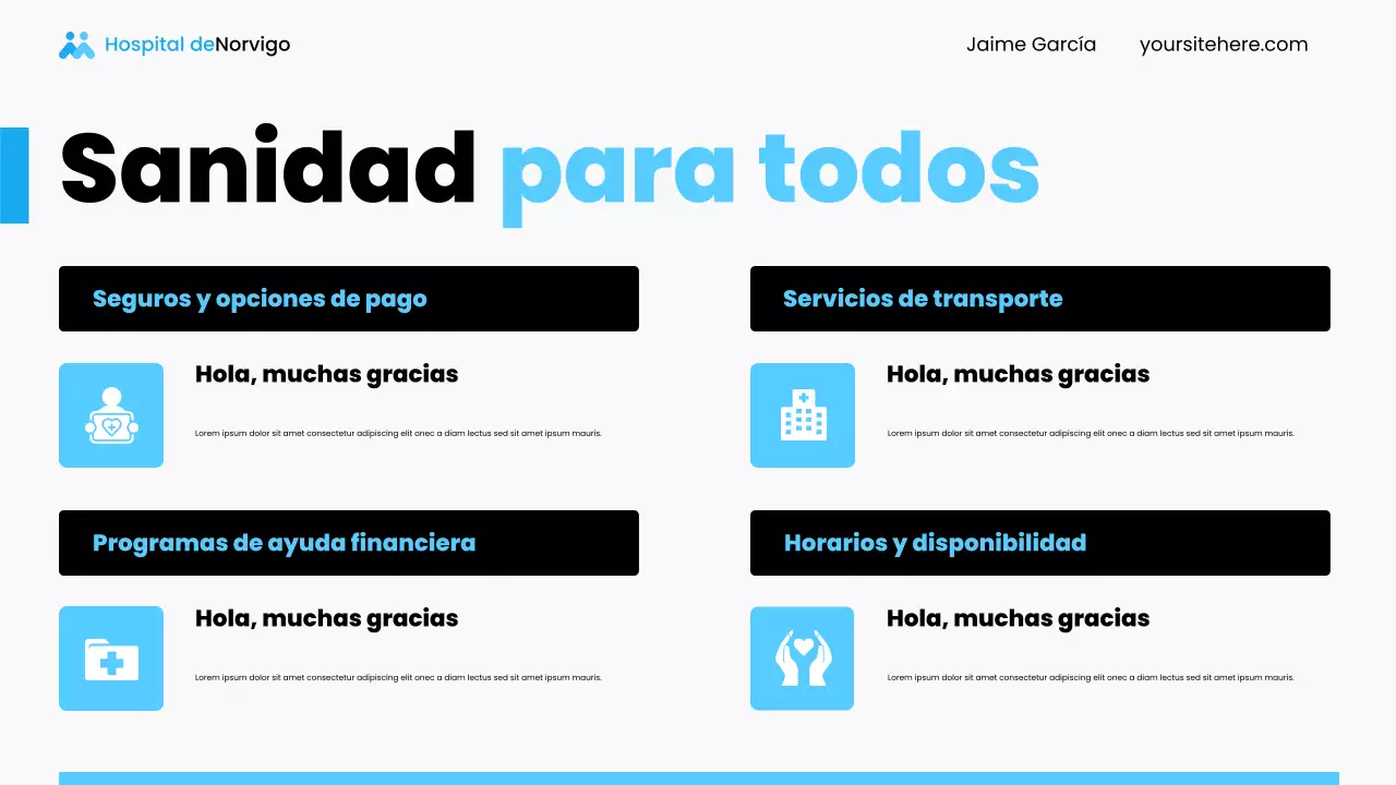 Presentación de los servicios hospitalarios locales