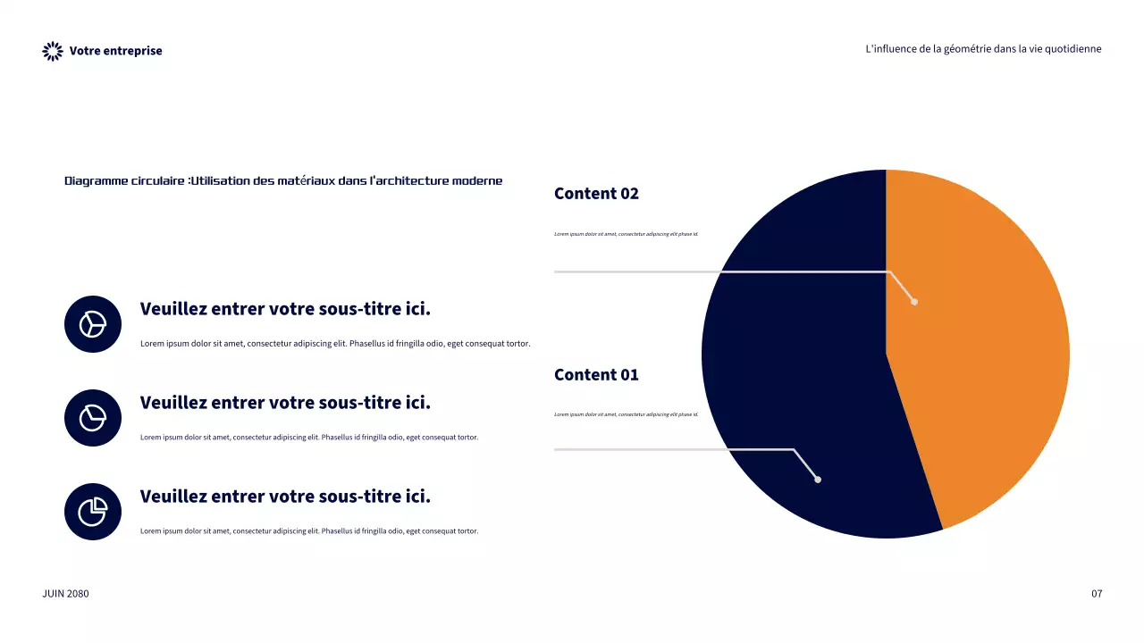 Présentation de l'influence géométrique moderne orange dans la vie quotidienne