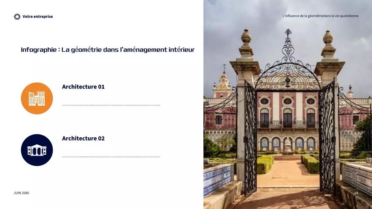 Présentation de l'influence géométrique moderne orange dans la vie quotidienne