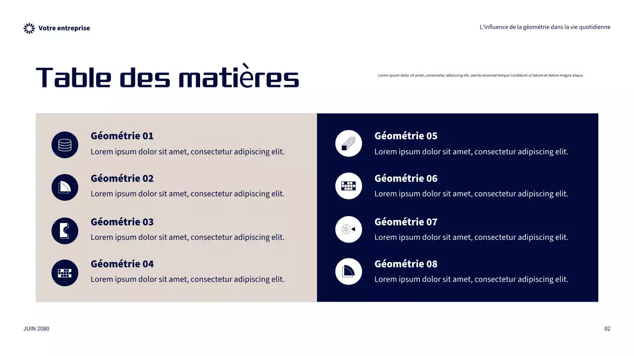 Présentation de l'influence géométrique moderne orange dans la vie quotidienne