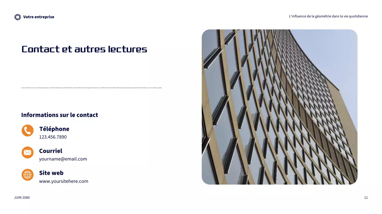 Présentation de l'influence géométrique moderne orange dans la vie quotidienne