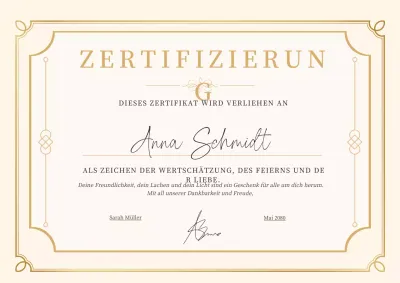 Beige Elegantes Anerkennungszertifikat