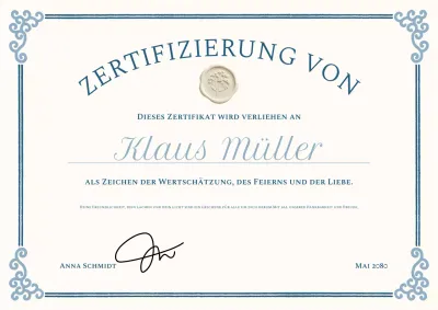 Blaues klassisches Anerkennungszertifikat Poster