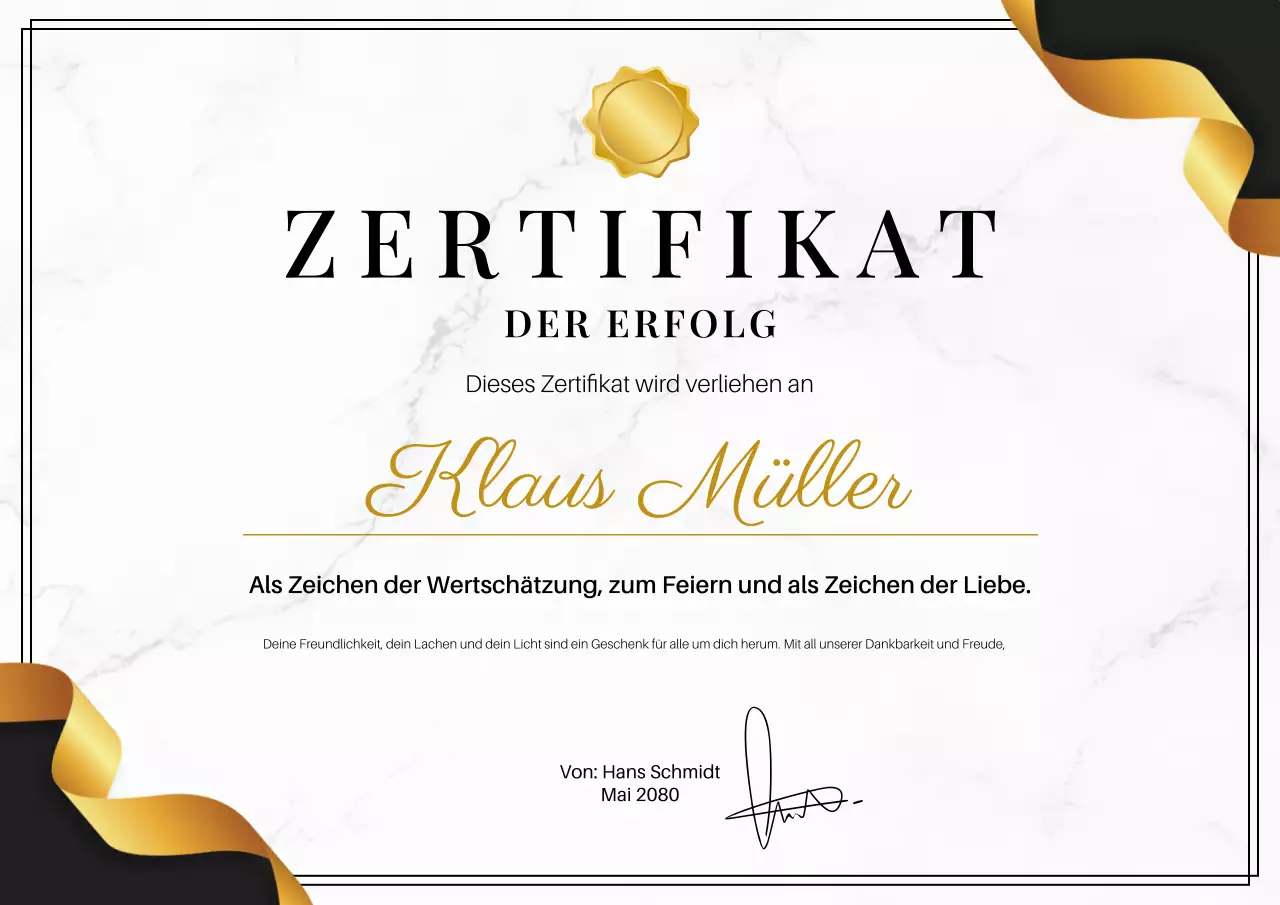 Elegantes Gold-Leistungszertifikat-Web-Poster