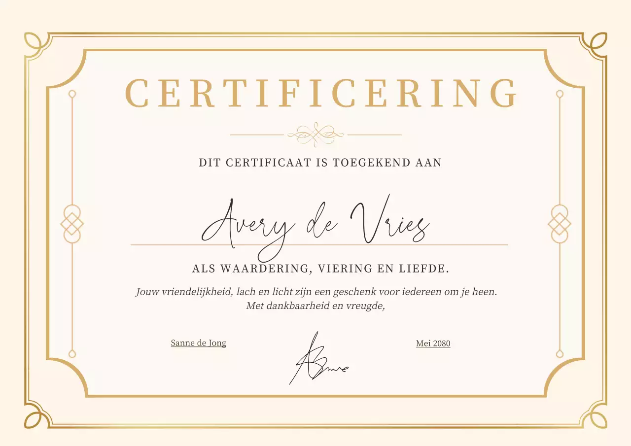 Beige Elegant Waarderingscertificaat