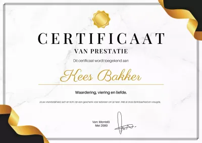 Webposter voor het certificaat van de elegante gouden prestatie